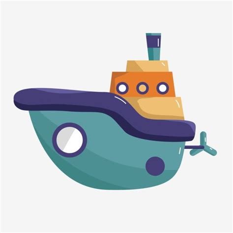 Ferry Boat Clipart Vector, Baby Toy Ferry Blue Boat Hand Drawn Boat ...