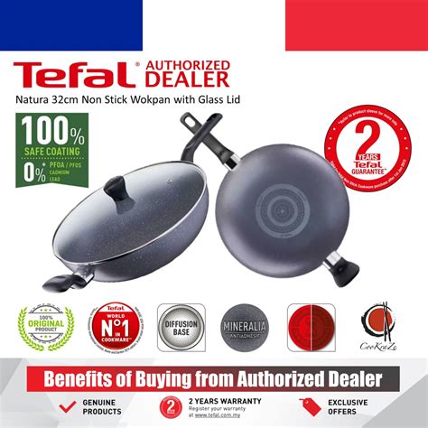 Tefal Natura Non Stick Wokpan With Glass Lid 32cm B22694 B2269495