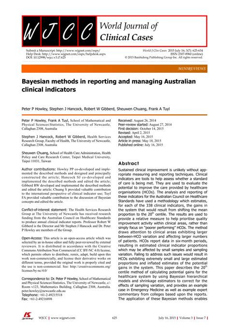 Pdf Bayesian Methods In Reporting And Managing Australian Clinical