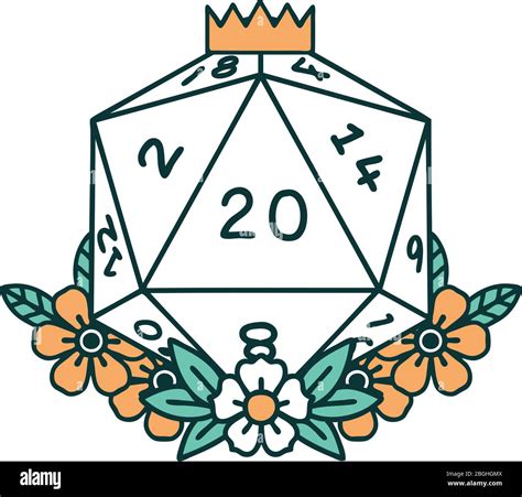 Iconic Tattoo Style Image Of A D20 Stock Vector Image And Art Alamy