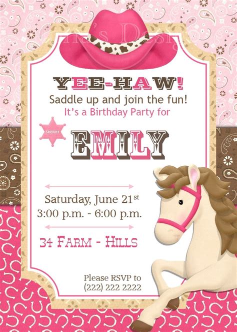 Cowgirl Birthday Invitation Cowgirl Party Western Party Fiesta De Cumpleaños Para Niños