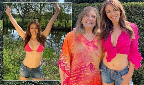 Liz Hurley Strips Down To Denim Hotpants And Boob Baring Top To Mark Special Occasion