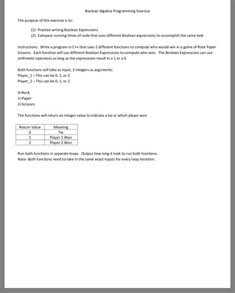 Solved Boolean Algebra Programming Exercise The Purpose Of