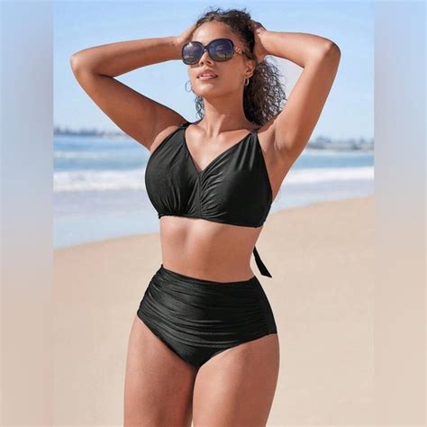 Swim Ruched High Waisted Bikini Swimsuit Poshmark
