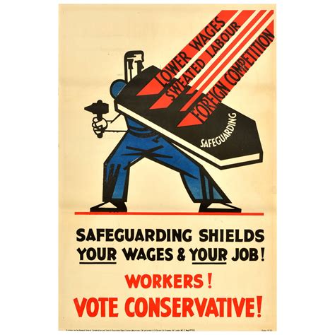 Original Vintage Political Propaganda Poster Safeguarding Workers