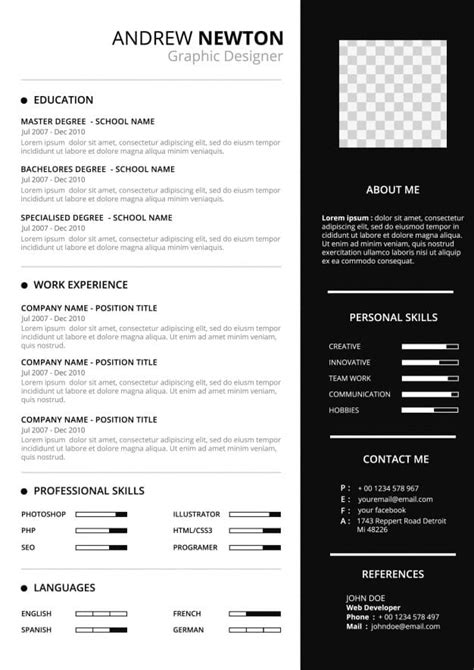 Elegant Resume Template Eps Vector Uidownload