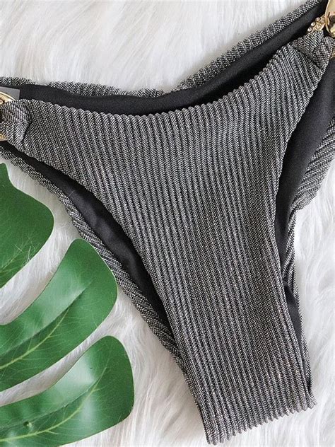 Emmiol Free Shipping Metal Chain Halter Bikini Set Silver S In Bikini Sets Online Store