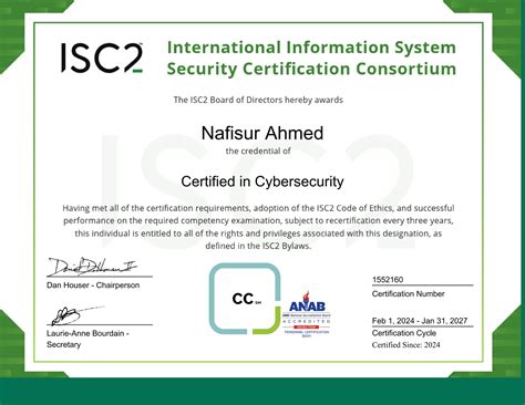 Certified in Cybersecurity from International Information System