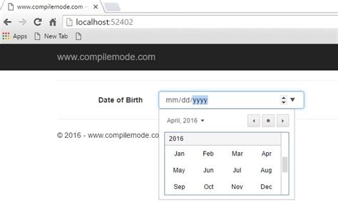 Calendar Control Using Model Class In Aspnet Mvc