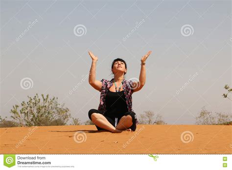 Tourist Is In The Desert Stock Image Image Of Desert 75310177