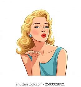 1950s Woman Blonde Hair Blowing Kiss AI Generated Image 2503328921 Shutterstock