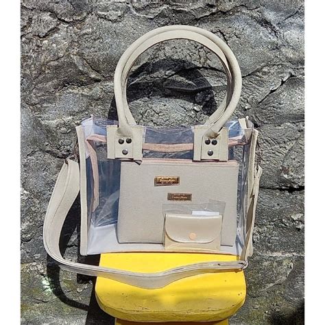 Bolsa Josy Luxo Transparente Nude Shopee Brasil