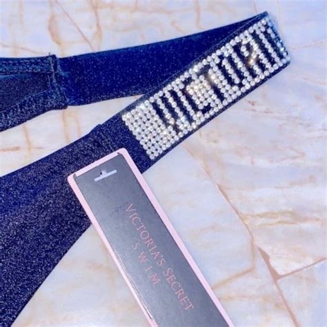 Victoria S Secret Swim New Vs Shine Strap Brazilian Bikini Bottom Swim Panty Black Small