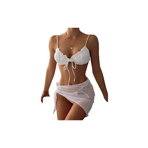 MAHUAOYIXI 3 Pezzi Costume Da Bagno Donna Bikini Diviso Classico Sexy A Vita Bassa Beachwear