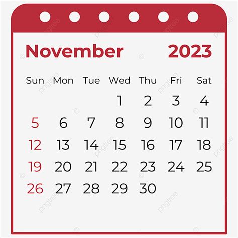 Calendário De Novembro De 2023 Png Calendário Novembro Mês Imagem Png E Vetor Para Download