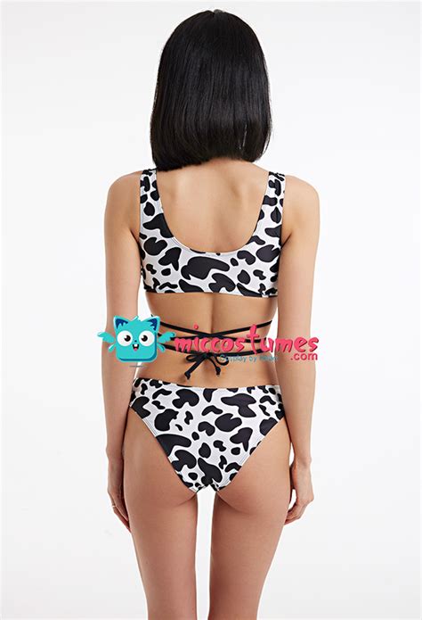Cow Prints Swimsuits Cross Lace Up Bathing Suits Bikini Sets For Sale