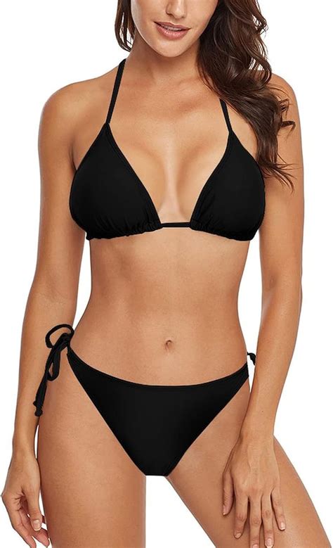 Amazon Wolddress Women Halter Bikini Set Two Piece Swimsuit String Triangle Bathing Suit