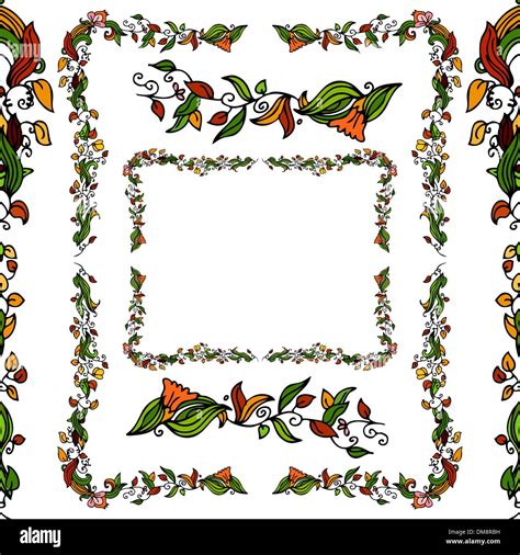 Flower Vine Border Set Stock Vector Image And Art Alamy