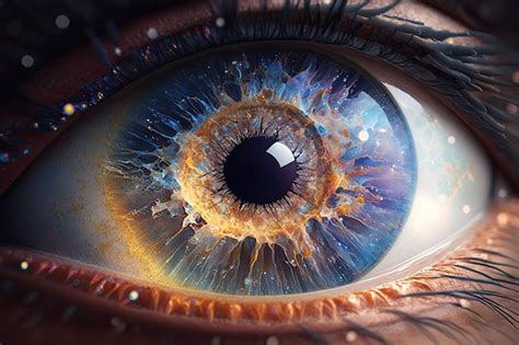 Premium Photo Realistic Human Eye With Reflection Of A Galaxy