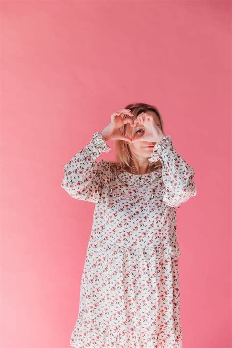 Beautiful Blonde Woman Made Her Hands Heart Stock Photo Image Of Model Blonde