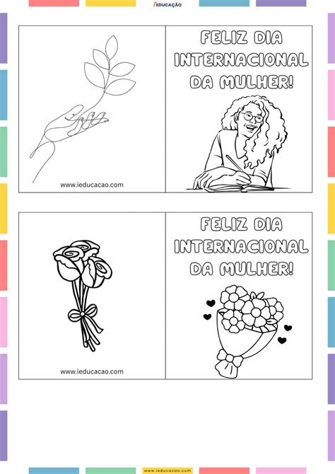Dia Internacional Da Mulher Para Colorir - Cartão do Dia Internacional da Mulher para Colorir