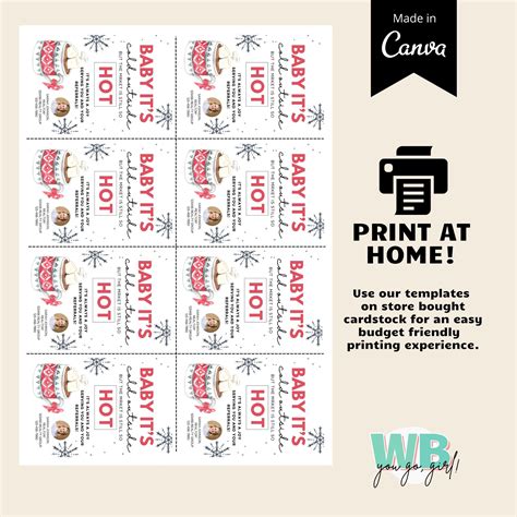 Printable Hot Cocoa Christmas Gift Tag Baby It S Cold Outside Pop By Tag Christmas Realtor