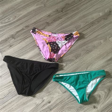 Xhilaration Women S Black And Blue Bikini And Tankini Bottoms Depop