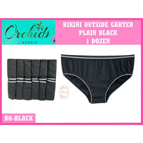 ORCHIDS BIKINI 1 DOZEN OUTSIDE GARTER LOW WAIST PLAIN BLACK ADULT PETITE TEENS PERIOD PANTY
