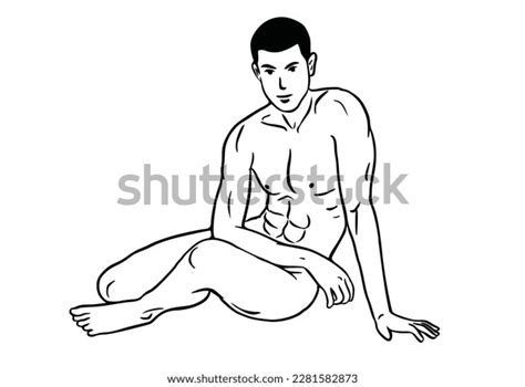 Outline Muscular Naked Man Vector Illustration Stock Vector Royalty Free Shutterstock