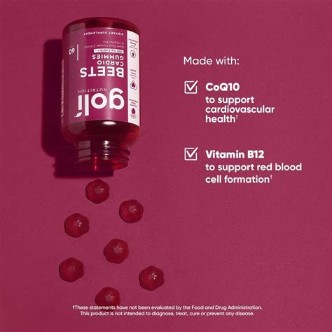 Goli Beets Cardio Gummy Beet Root Extract And 100mg Coq10 Gluten Free
