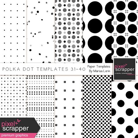 Polka Dot Paper Templates 31 40 Kit By Marisa Lerin Graphics Kit Pixel Scrapper Digital