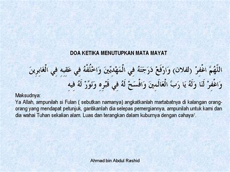 Seratus Sunnah Nabi Doa Menutupkan Mata Mayat