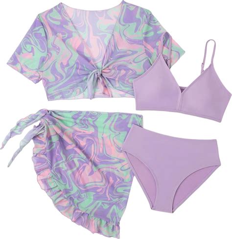 Amazon Shenhe Girl S Piece Ruffle Knot Front V Neck Boho Bikini