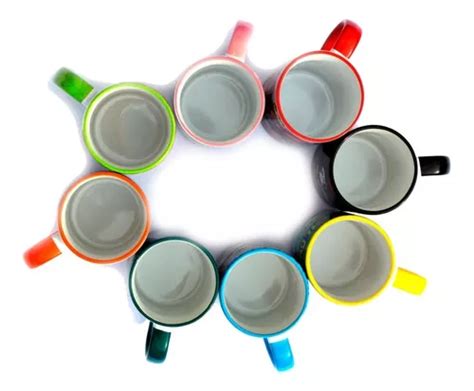 Taza Blanca 15oz Con Asa Y Filo De Color Sublimación 60 Pack Envío gratis