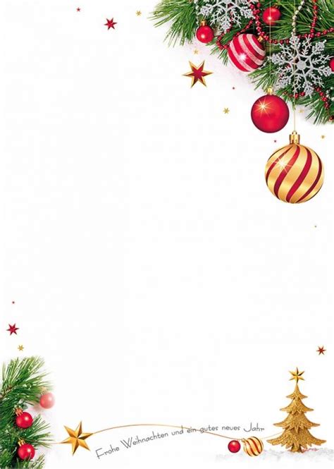 A Christmas Card With Ornaments Hanging From The Tree And Stars On Its