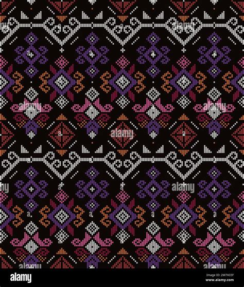 Filipino Folk Art Yakan Weaving Inspired Vector Seamless Pattern