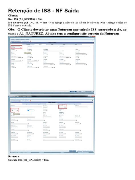 Retenção de ISS - NF Saída - Protheus | PDF