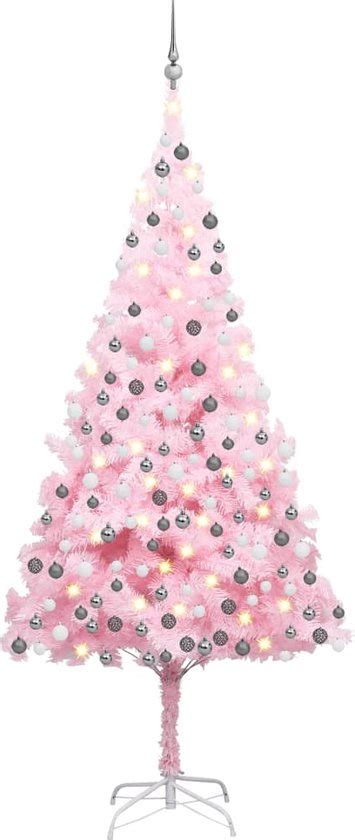 Kunstkerstboom Met Led S Bal Set Pvc Cm Roze Bol