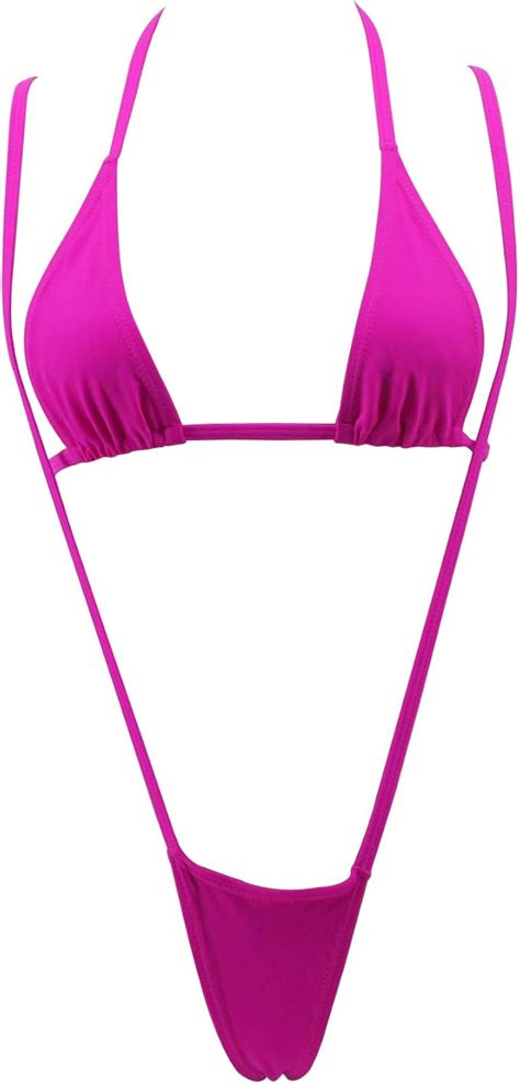 Sherrylo Slingshot Bikini Sexy Suspender G String Micro Sling Bikinis Fushcia Amazon Ca