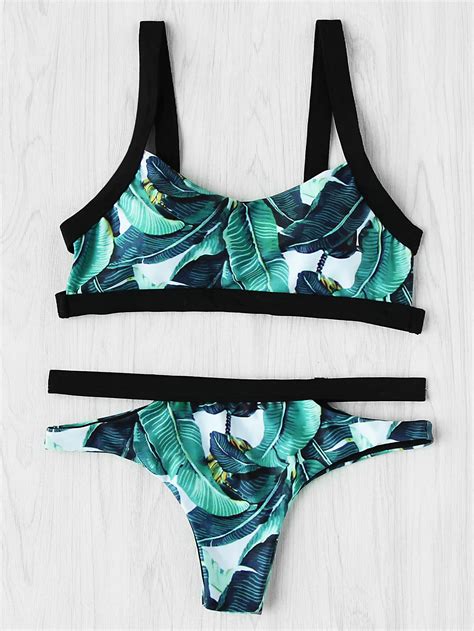 Leaf Print Criss Cross Bikini Set Artofit