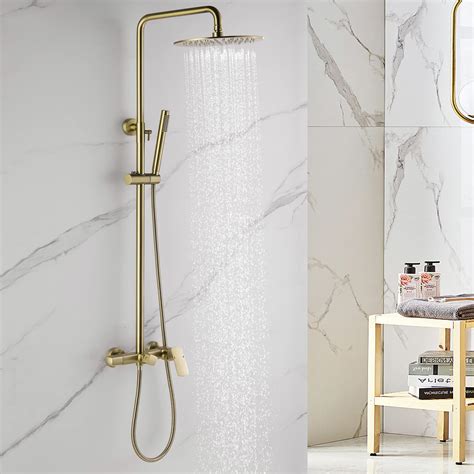 Buy RBROHANT Brushed Gold Exposed Shower System with Tub Spout, 3