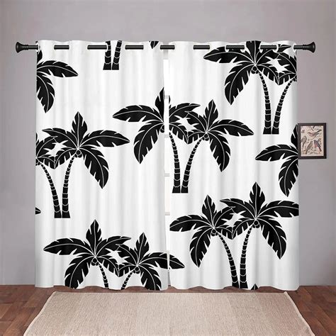Coconut Tree Carrtoon On Sale Blackout Window Curtain For Bedroom