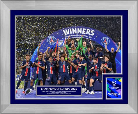2025 UEFA Champions League Final Munich Framed Winners Trophy Lift - P