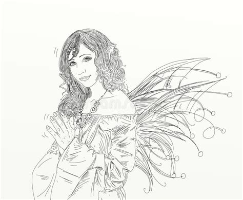 Nude Fairy Fantasy Sketch Of Tattoo Art Naked Woman Figure Stock Illustration Illustration