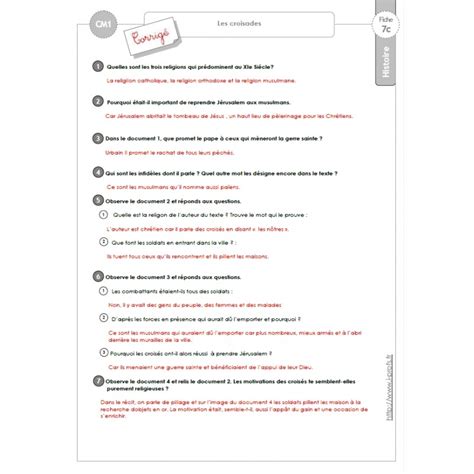 fiche d activité histoire 4eme corrigé pdf Prefierofernandez