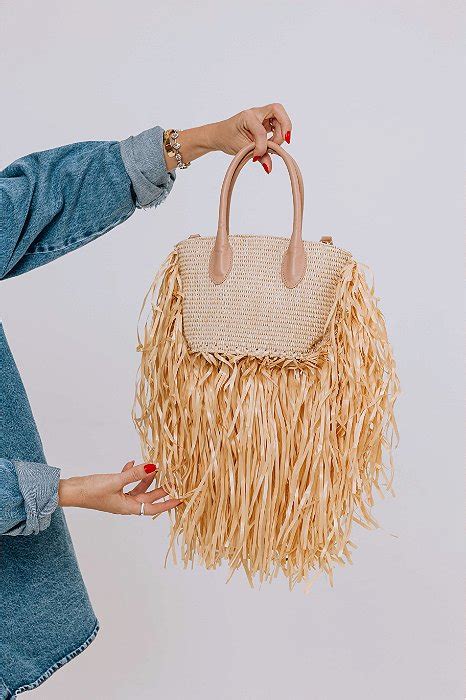 Bolsa Feminina Tiracolo Franjas Palha Maria Nude USE HITZZ