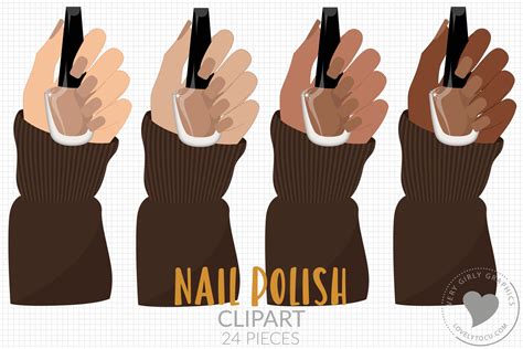 Nude Nail Polish Clipart Hand Pose Nail Salon Graphics