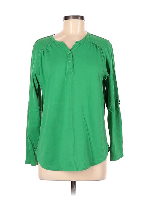 Anthony Richards Solid Colored Green Long Sleeve Henley Size M 64