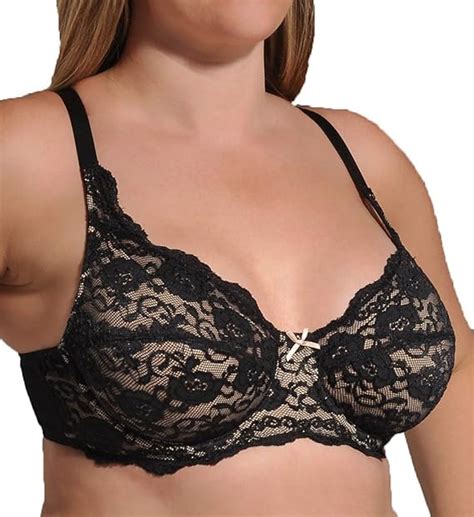 Leading Lady Womens Plus Size Lace Underwire Bra Blacknude 44b At Amazon Womens Clothing