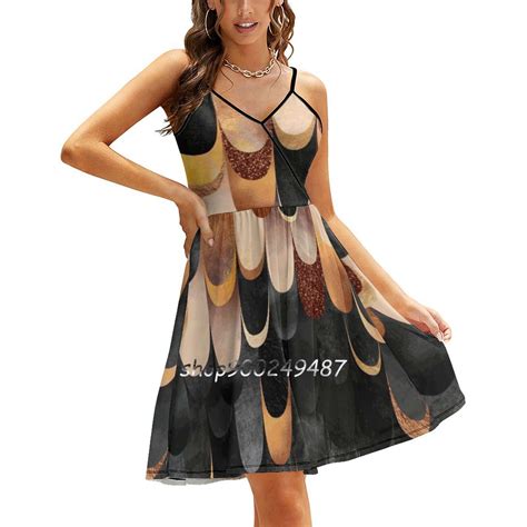 Feathered-Copper And Black Evening Party Dresses Midi Sexy Dress Female